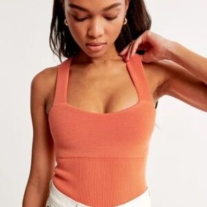 NWT Abercrombie & Fitch Orange Ottoman Cross-Back Tank